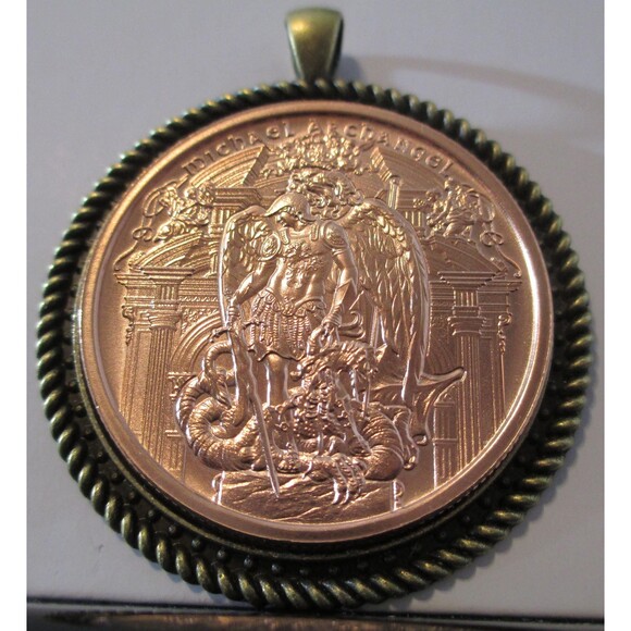 NEW! Michael  the Archangel   .999 Fine Copper Round/Pendant - Picture 1 of 6